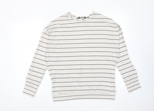 Dorothy Perkins Womens Beige Striped Polyester Pullover Sweatshirt Size 14 Pullover