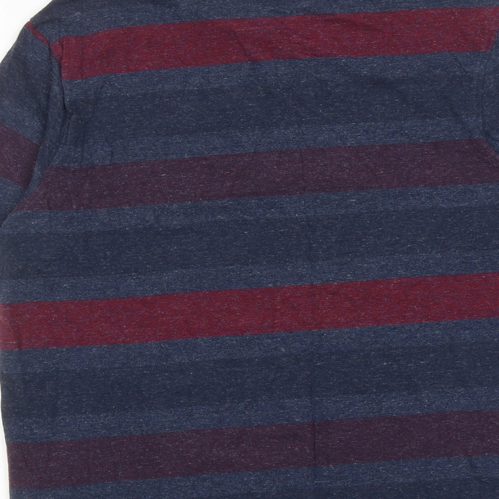 Marks and Spencer Mens Multicoloured Striped Cotton T-Shirt Size M Round Neck