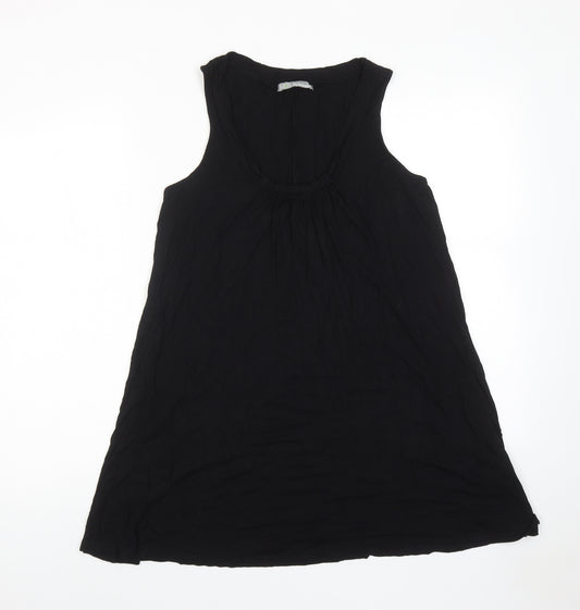 Marks and Spencer Womens Black Viscose Tunic Tank Size 14 Round Neck