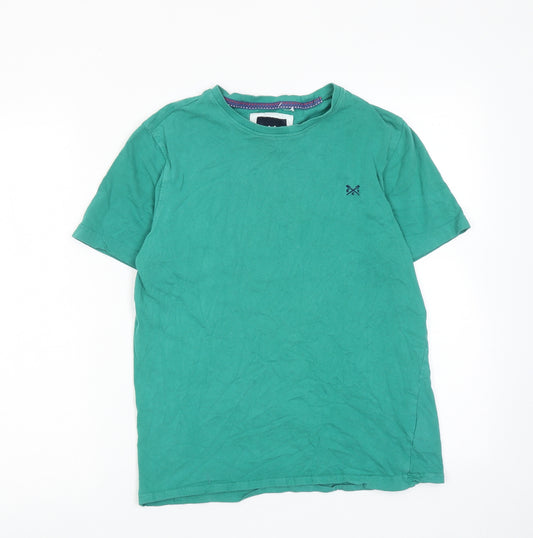 Crew Clothing Mens Green Cotton T-Shirt Size S Round Neck