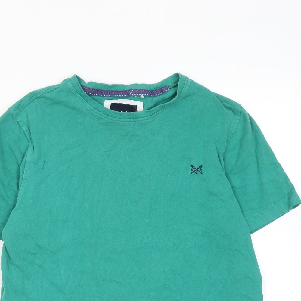 Crew Clothing Mens Green Cotton T-Shirt Size S Round Neck