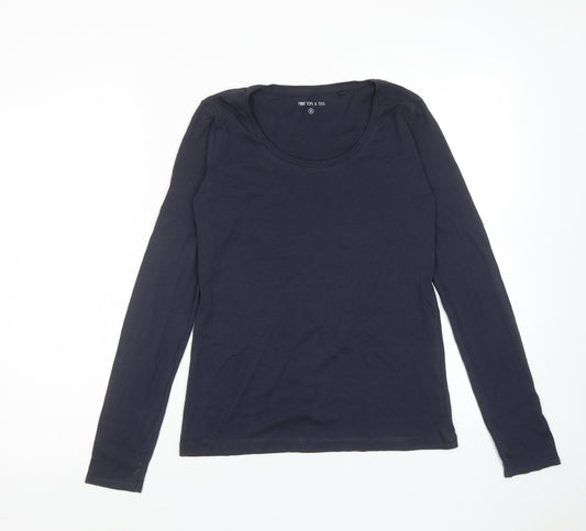 NEXT Womens Blue Cotton Basic T-Shirt Size 8 Scoop Neck