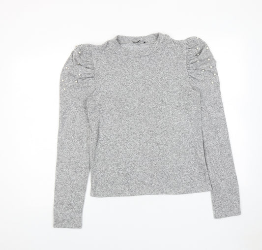 Zara Womens Grey Round Neck Polyester Pullover Jumper Size M