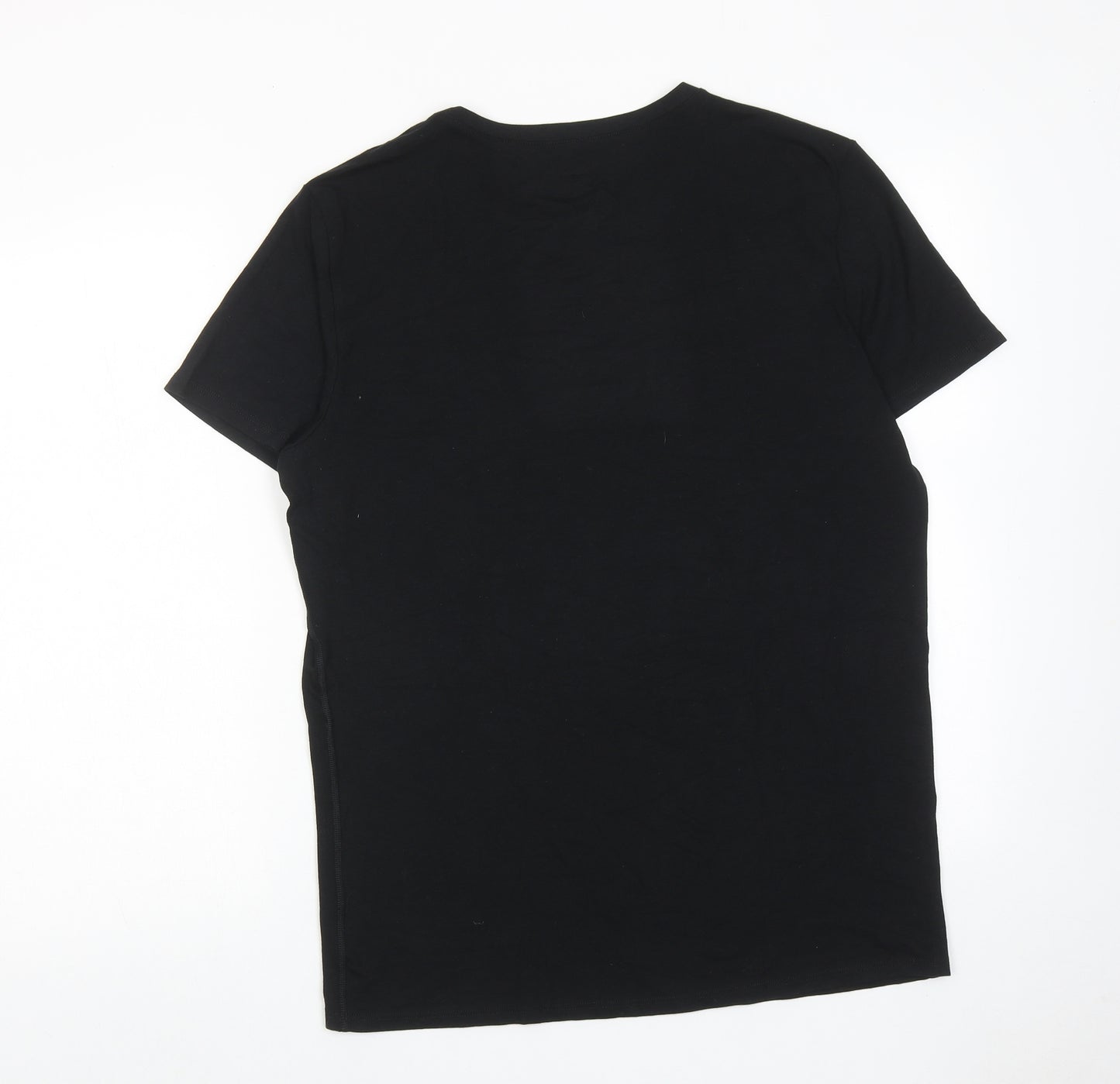 Marks and Spencer Mens Black Acrylic T-Shirt Size L Round Neck
