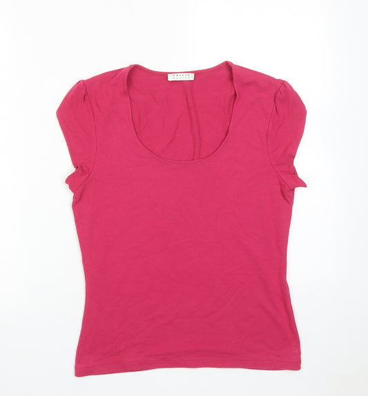 Precis Womens Pink Viscose Basic T-Shirt Size S Scoop Neck