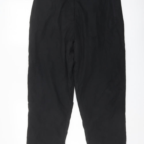 Amber Womens Black Polyester Trousers Size 16 L27 in Regular Button