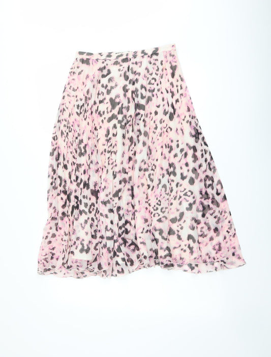 Whistles Womens Pink Animal Print Polyester Swing Skirt Size 8 Zip - Leopard pattern