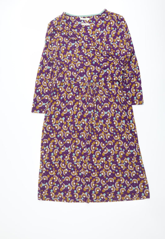 White Stuff Womens Purple Geometric Viscose A-Line Size 16 Round Neck Pullover