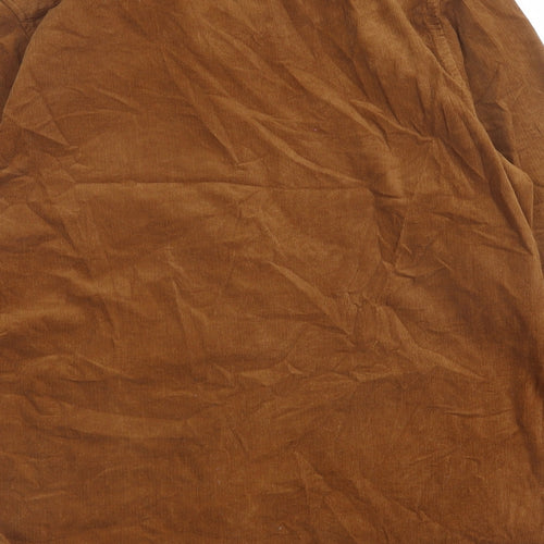 Primark Mens Brown Cotton Button-Up Size L Collared Button