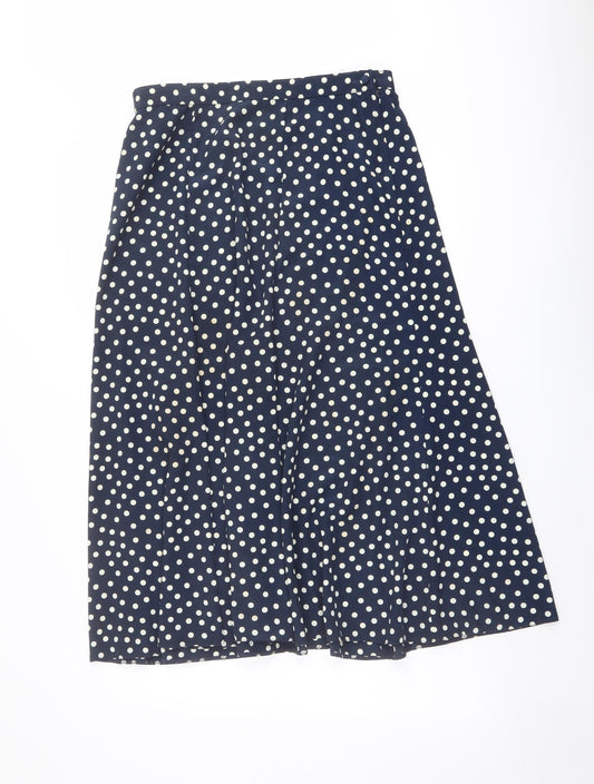 BHS Womens Blue Polka Dot Polyester A-Line Skirt Size 16 Zip