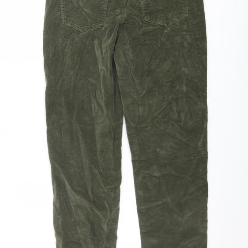 TU Womens Green Cotton Trousers Size 10 L26 in Regular Button
