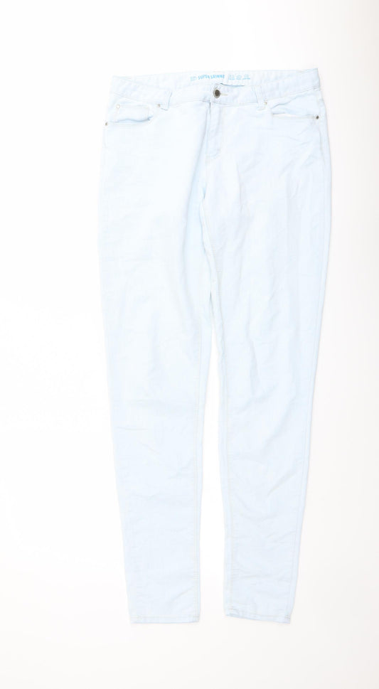 Denim & Co. Womens Blue Cotton Skinny Jeans Size 12 L32 in Regular Button
