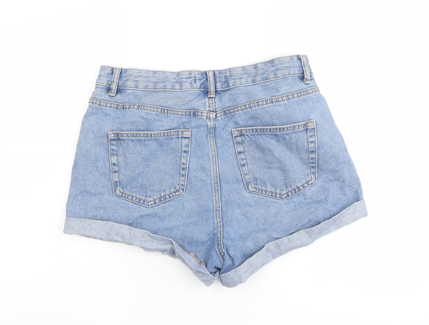 Denim & Co. Womens Blue Cotton Hot Pants Shorts Size 10 L3 in Regular Button