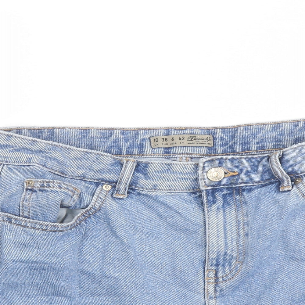 Denim & Co. Womens Blue Cotton Hot Pants Shorts Size 10 L3 in Regular Button