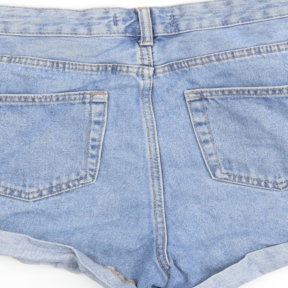 Denim & Co. Womens Blue Cotton Hot Pants Shorts Size 10 L3 in Regular Button