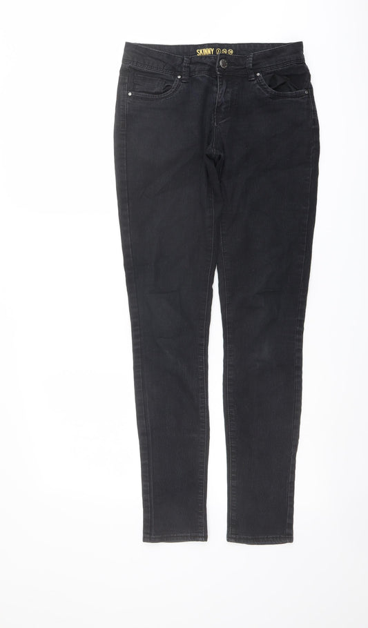Denim & Co. Womens Black Cotton Skinny Jeans Size 8 L30 in Regular Button