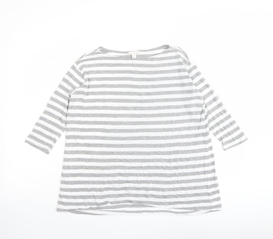 Gap Womens Grey Striped Polyester Basic T-Shirt Size XS Boat Neck