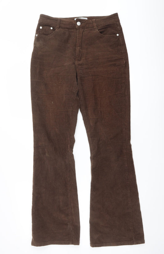 New Look Womens Brown Cotton Trousers Size 10 L31 in Regular Button