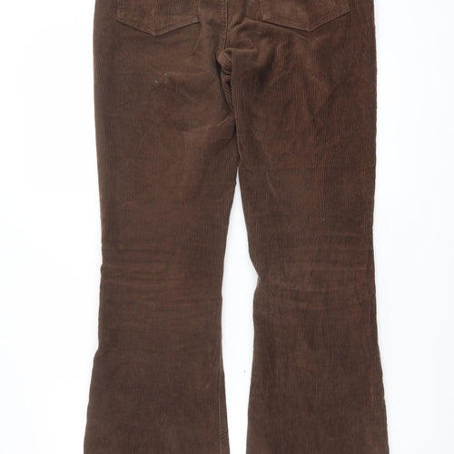 New Look Womens Brown Cotton Trousers Size 10 L31 in Regular Button