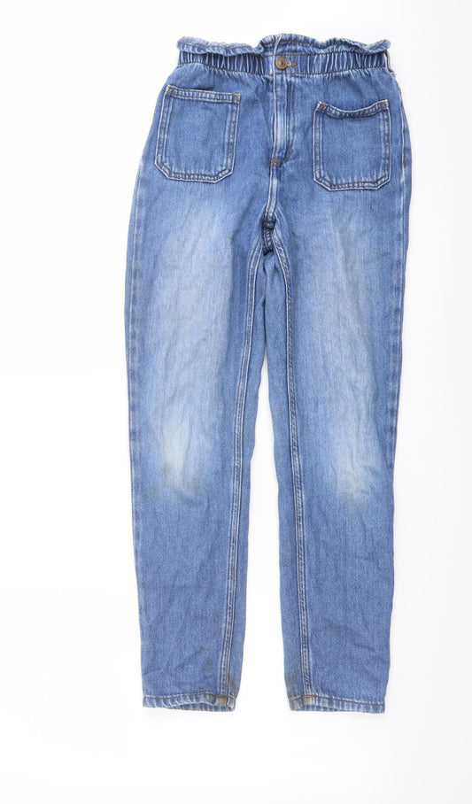 River Island Girls Blue Cotton Skinny Jeans Size 10 Years Regular Button