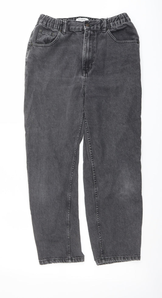 Pull&Bear Womens Grey Cotton Straight Jeans Size 10 L24 in Regular Button
