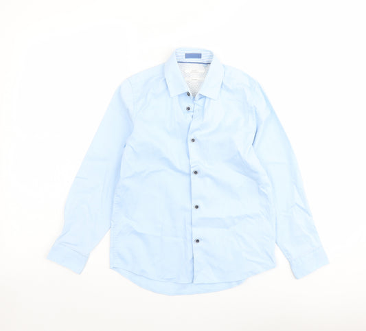 NEXT Boys Blue Polyester Basic Button-Up Size 8 Years Collared