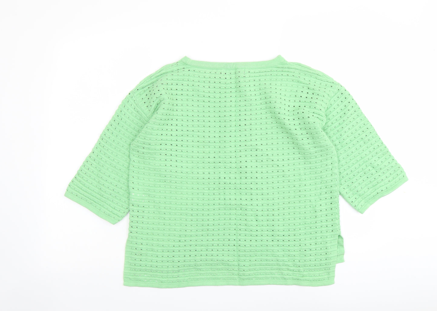 NEXT Womens Green Round Neck Cotton Pullover Jumper Size 10