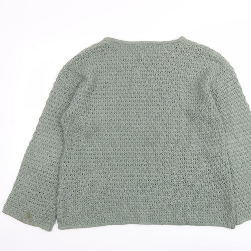 Marks and Spencer Womens Green Round Neck Cotton Pullover Jumper Size M