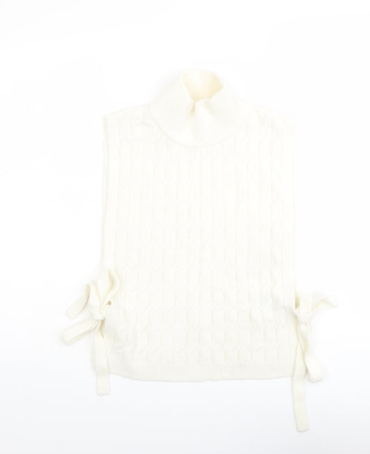 H&M Womens Ivory High Neck Polyester Vest Jumper One Size