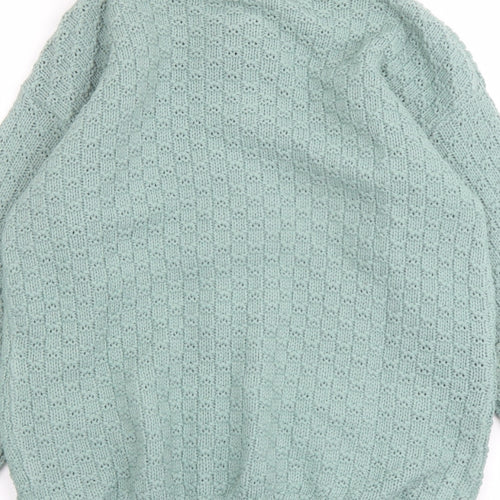 Pure & Natural Womens Green Round Neck Acrylic Cardigan Jumper Size S - Size S-M