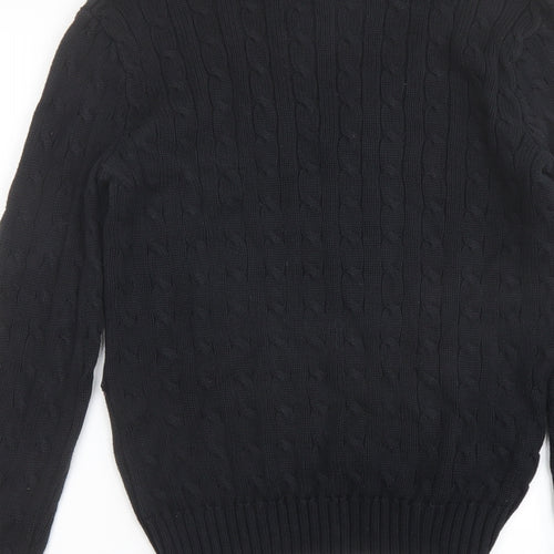 Polo Ralph Lauren Womens Black V-Neck Cotton Pullover Jumper Size L