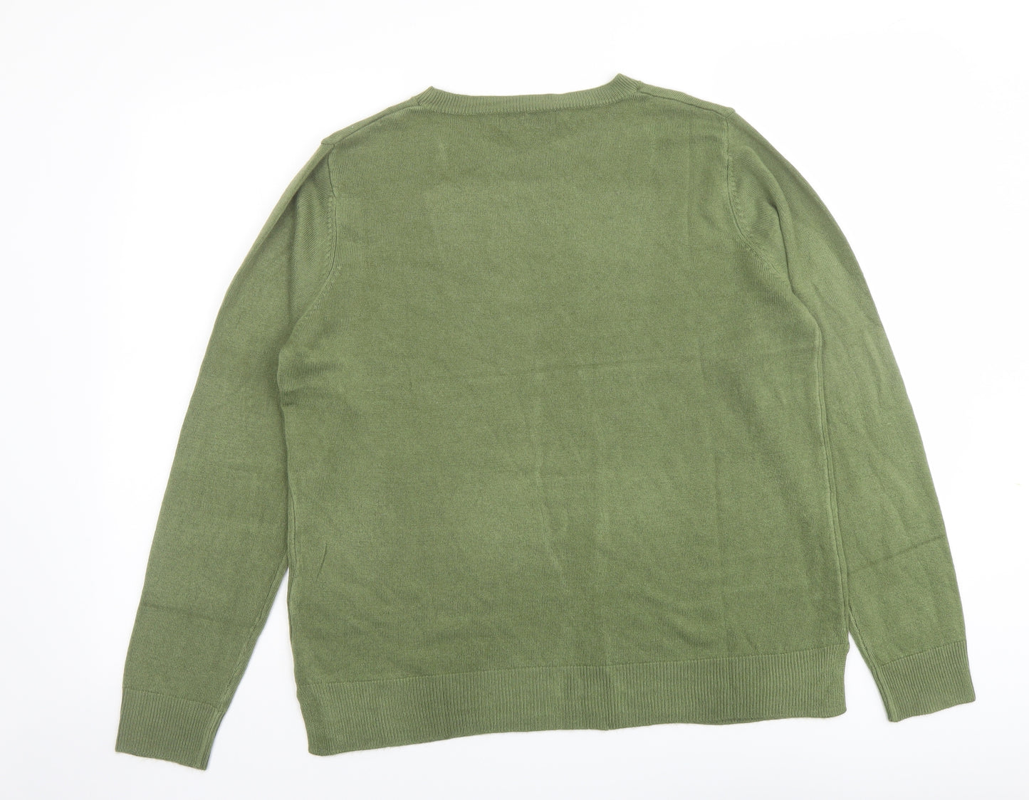 Marks and Spencer Womens Green Round Neck Acrylic Pullover Jumper Size 16