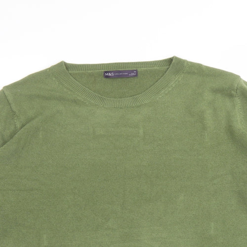 Marks and Spencer Womens Green Round Neck Acrylic Pullover Jumper Size 16