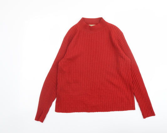 Emerco Womens Red High Neck Acrylic Pullover Jumper Size 8