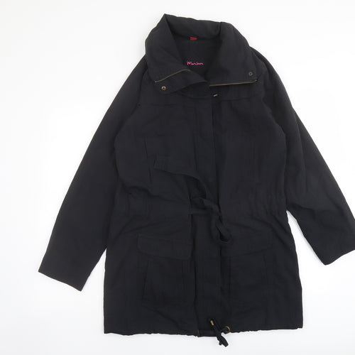 Monsoon Womens Black Overcoat Coat Size 12 Zip