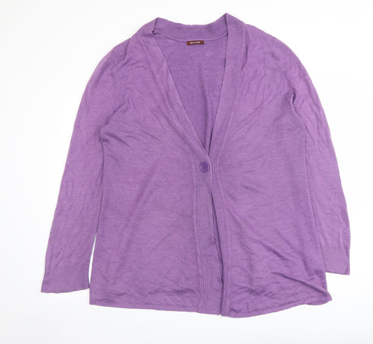 Savoir Womens Purple V-Neck Acrylic Cardigan Jumper Size 22