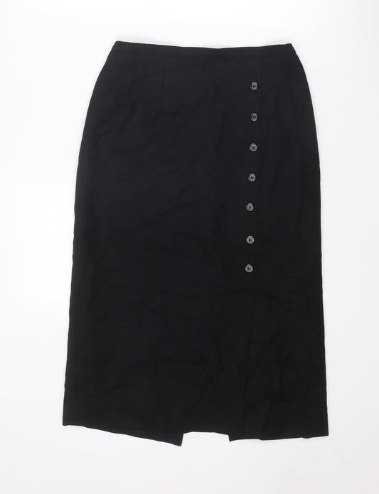 Brendella Womens Black Wool A-Line Skirt Size 12 Zip