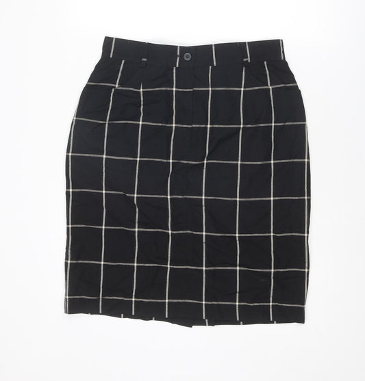 Bianca Womens Black Check Viscose Straight & Pencil Skirt Size 14 Zip