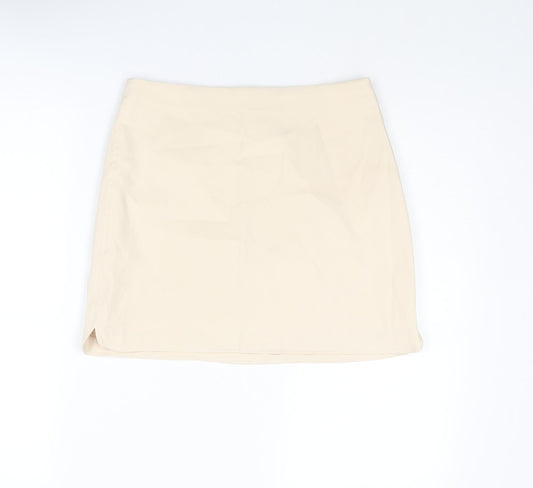 Cuh Womens Ivory Polyester A-Line Skirt Size S Zip