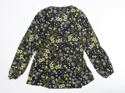 Wallis Womens Multicoloured Floral Polyester Wrap Blouse Size 12 V-Neck