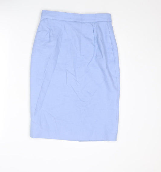 Louis Feraud Womens Blue Wool Straight & Pencil Skirt Size 12 Zip