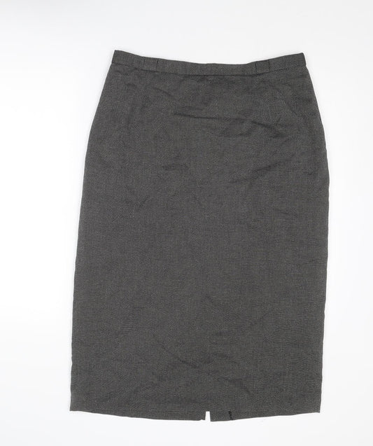 Alexon Womens Black Geometric Polyester Straight & Pencil Skirt Size 18 Zip