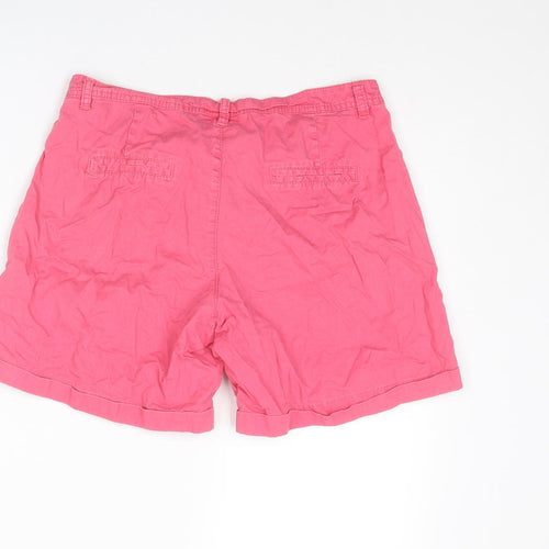 Colours of The World Womens Pink Cotton Chino Shorts Size 10 L6 in Regular Zip