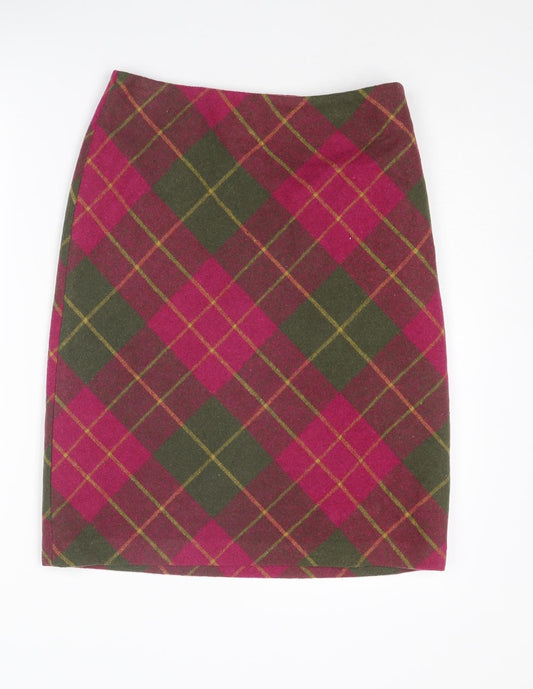 EWM Womens Multicoloured Plaid Polyester Straight & Pencil Skirt Size 10 Zip