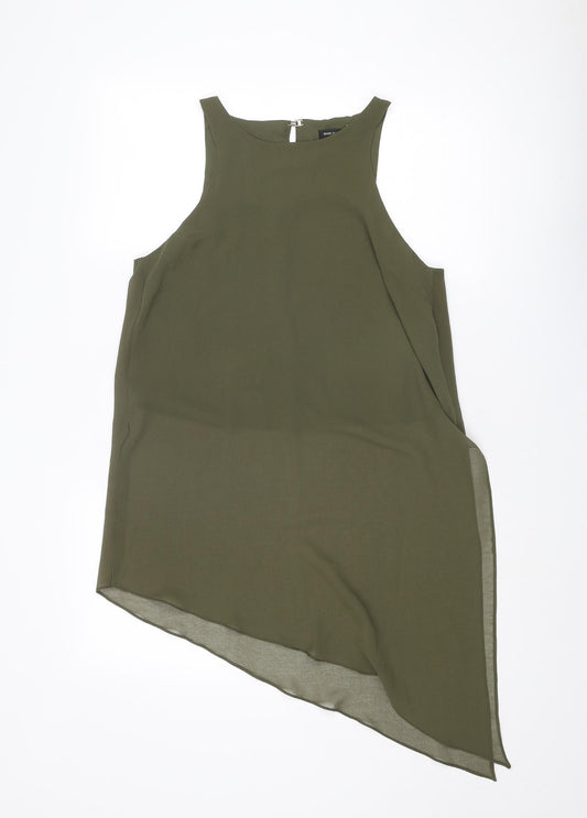 River Island Womens Green Polyester Basic Tank Size 10 Boat Neck - Flowy