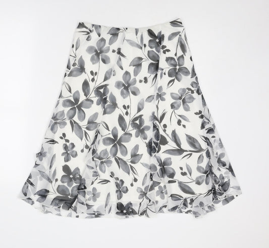 BHS Womens Grey Floral Polyester Swing Skirt Size 8