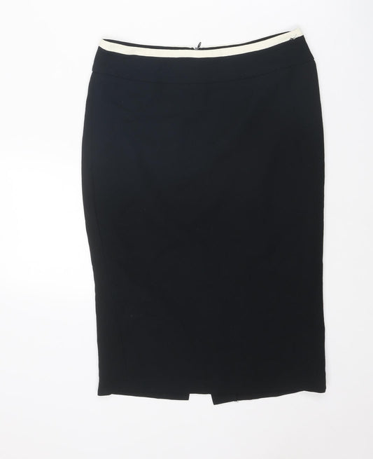 Wallis Womens Black Polyester Straight & Pencil Skirt Size 10 Zip