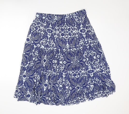 Label Be Womens Blue Geometric Viscose Swing Skirt Size 16