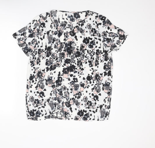 Jacqueline De Yong Womens Multicoloured Geometric Polyester Basic T-Shirt Size 10 Boat Neck