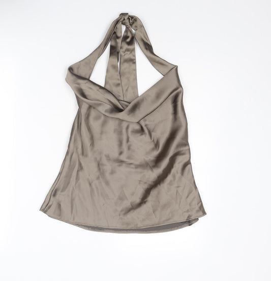 Zara Womens Brown Polyester Basic Tank Size XL Halter